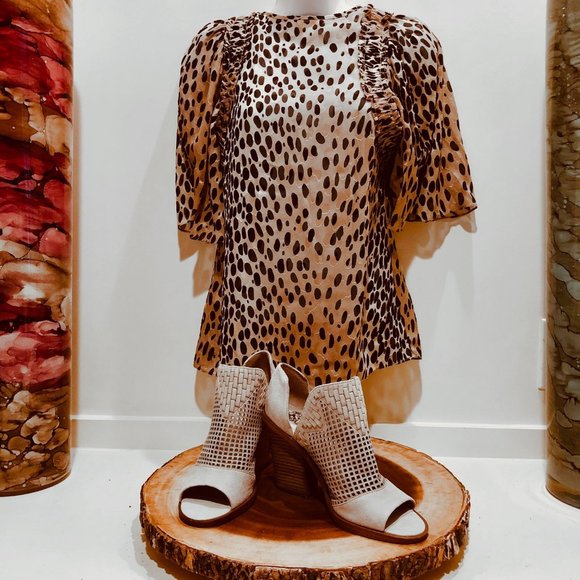 Rebecca Taylor Animal Print Silk Blend Blouse - Picture 2 of 6